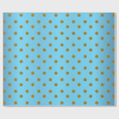 Papier Cadeau Pois or et Baby Blue Satin (Plat)