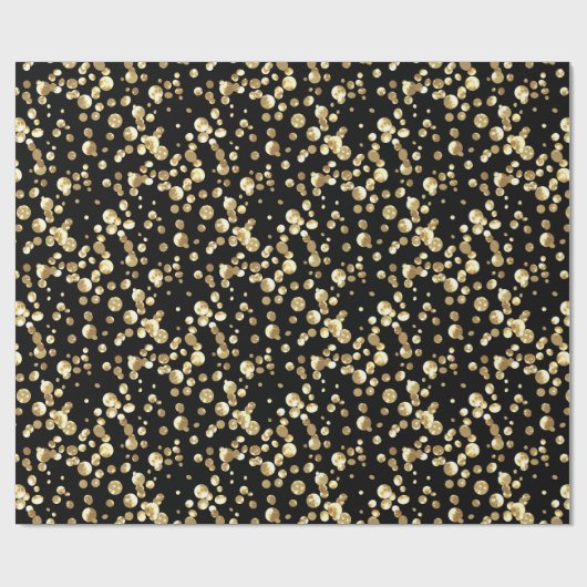 Papier Cadeau Pois or, noir et or, parties scintillant, confetti (Plat)