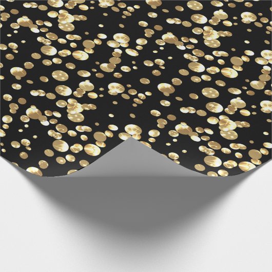 Papier Cadeau Pois or, noir et or, parties scintillant, confetti (Coin)