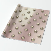Papier Cadeau Pois Pearls Faux Gold Blush 3D Effet (Déroulé)