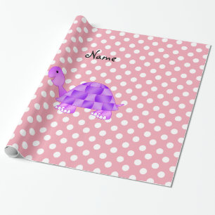 Papier Cadeau Pois pourpre nommé personnalisé de rose de tortu