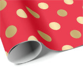 Papier Cadeau Pois Red & Gold Motif sans couture (Coin rond)