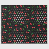 Papier Cadeau Pois Rockabilly et cerises Anniversaire (Plat)