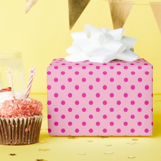 Papier Cadeau Pois rose clair et chaud (Fête d'anniversaire)