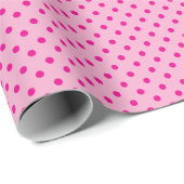 Papier Cadeau Pois rose clair et chaud (Coin rond)