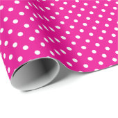 Papier Cadeau Pois rose et blanc chaud (Coin rond)