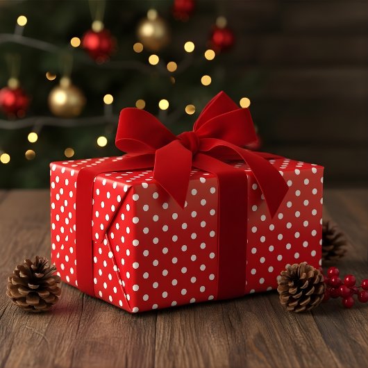 Papier Cadeau Pois rouge et blanc