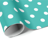 Papier Cadeau Pois vert et blanc turquoise chic (Coin rond)