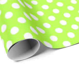 Papier Cadeau pois vert-jaune