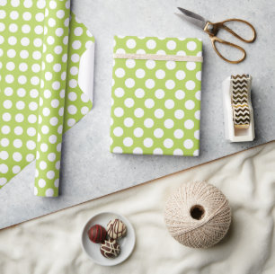 Papier Cadeau Pois verts, Motif à points Polka, points, pointill