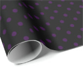 Papier Cadeau Pois violets noirs et foncés (Coin rond)