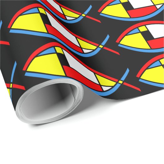 Papier Cadeau Poisson Abstrait (Coin rond)