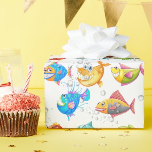 Papier Cadeau Poisson Amusant En Bulles (Fête d'anniversaire)