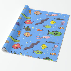 Papier Cadeau Poisson amusant sous le motif de dessin animé de l