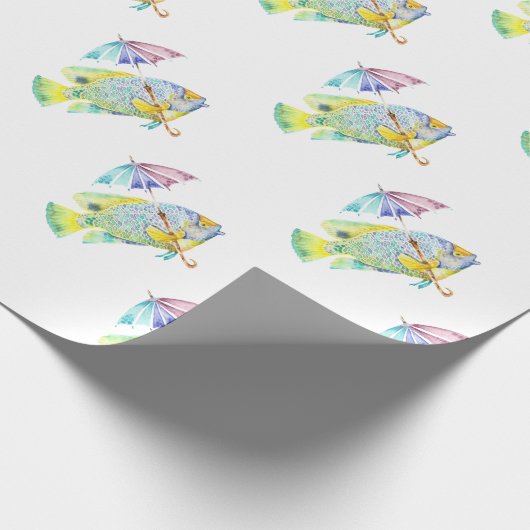 Papier Cadeau Poisson avec parapluie (Coin)