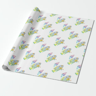 Papier Cadeau Poisson avec parapluie