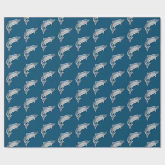 Papier Cadeau poisson bleu (Plat)