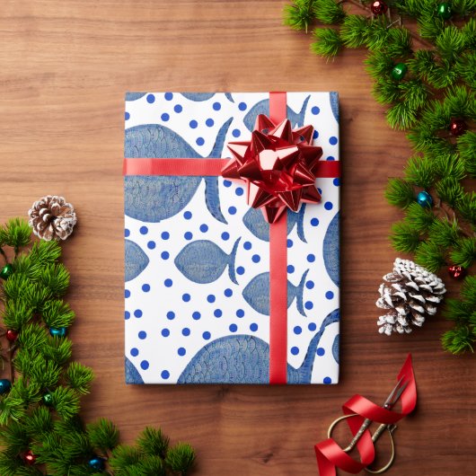 Papier Cadeau Poisson bleu (Cadeau de vacances)
