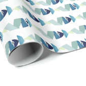 Papier Cadeau Poisson bleu de natation Abstraite (Coin rond)