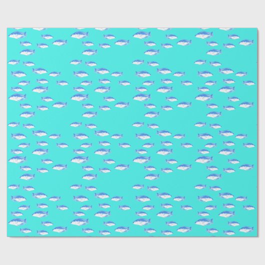 Papier Cadeau Poisson bleu turquoise (Plat)