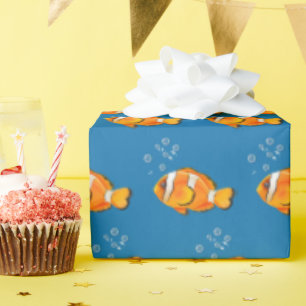 Papier Cadeau Poisson Clown Avec Bulles