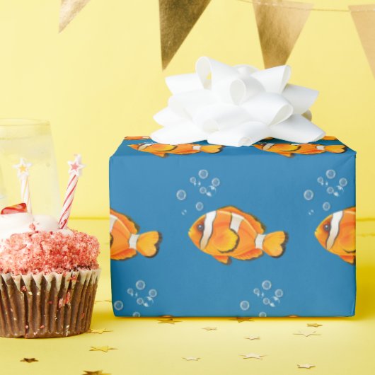 Papier Cadeau Poisson Clown Avec Bulles (Fête d'anniversaire)