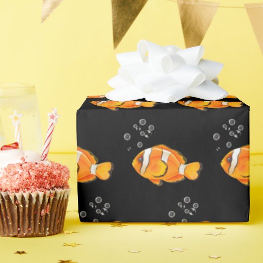 Papier Cadeau Poisson Clown Avec Bulles (Fête d'anniversaire)