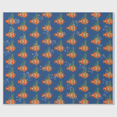 Papier Cadeau Poisson clown en bulles et algues (Plat)