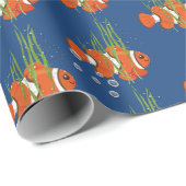 Papier Cadeau Poisson clown en bulles et algues (Coin rond)