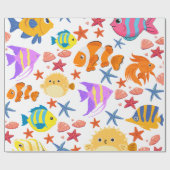 Papier Cadeau Poisson coloré (Plat)