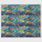 PAPIER CADEAU POISSON COLORÉ (Plat)