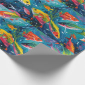 PAPIER CADEAU POISSON COLORÉ (Coin)
