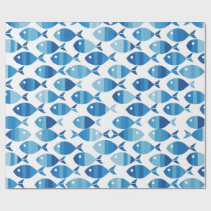 Papier Cadeau Poisson côtier prépa bleu et blanc