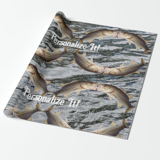 Papier Cadeau Poisson de baisers de basse personnalisable (Déroulé)