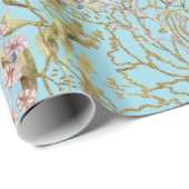 Papier Cadeau Poisson de corail sous-marin (Coin rond)