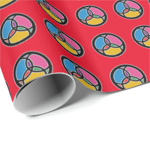 Papier Cadeau Poisson de Jésus Trinité Vitrail - Multicolore