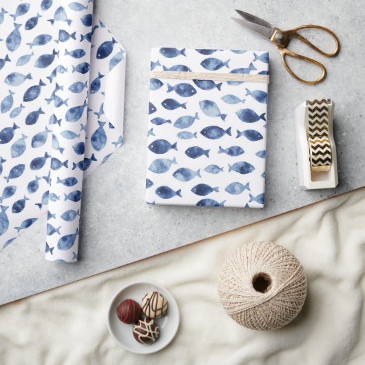 Papier Cadeau Poisson de l'océan bleu  (Artisanat)