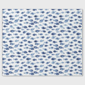 Papier Cadeau Poisson de l'océan bleu  (Plat)