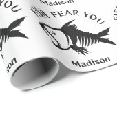 Papier Cadeau Poisson de nom et de texte personnalisés (Coin rond)