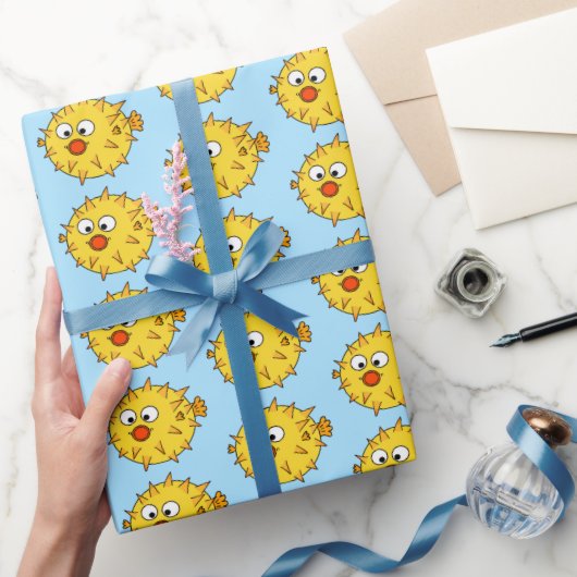 Papier Cadeau Poisson de Puffer jaune  (Cadeaux)