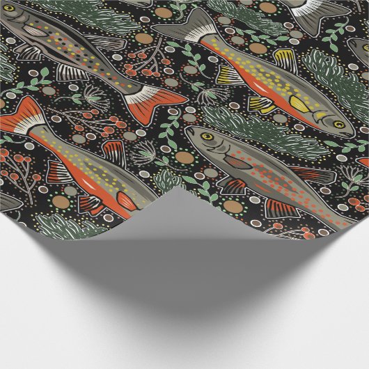 Papier Cadeau Poisson d'eau douce, Design élégant, Truite, Pêche (Coin)