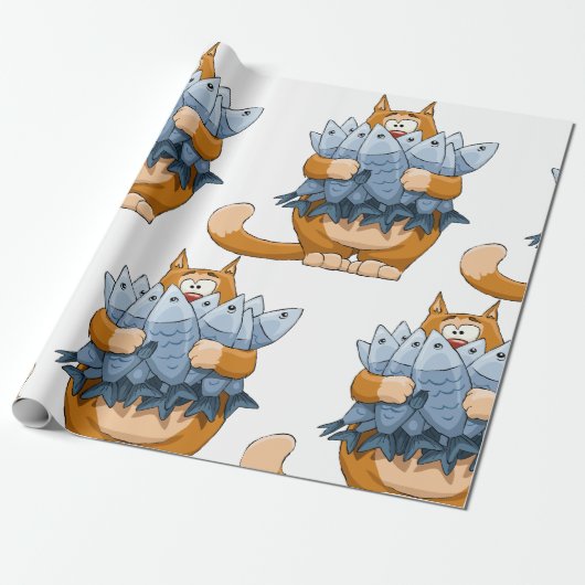 Papier Cadeau Poisson d'élevage de chats (Déroulé)