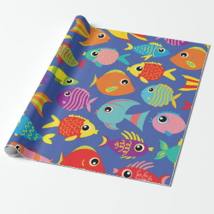 Papier Cadeau Poisson d'or Aquarium Cute 1er Anniversaire Papier