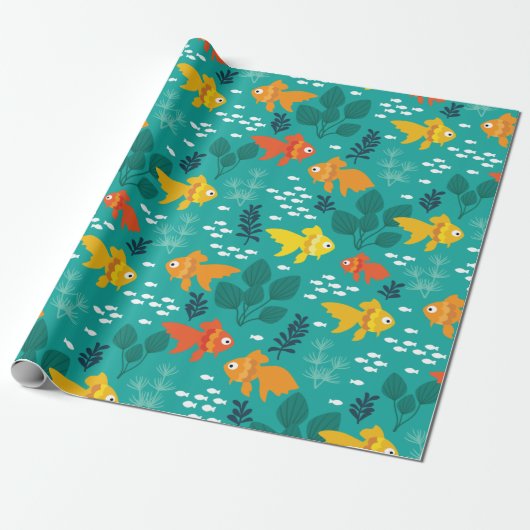 Papier Cadeau Poisson d'or dans l'aquarium (Déroulé)
