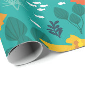 Papier Cadeau Poisson d'or dans l'aquarium (Coin rond)