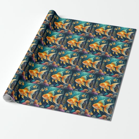 Papier Cadeau Poisson d'or sous-marin (Déroulé)