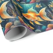 Papier Cadeau Poisson d'or sous-marin (Coin rond)