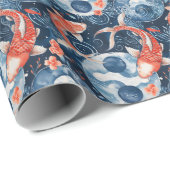 Papier Cadeau Poisson japonais dans l'aquarelle (Coin rond)