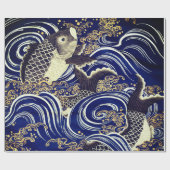 Papier Cadeau POISSON JAPONAIS DANS LES VAGUES À ÉCRAN Wrapper P (Plat)