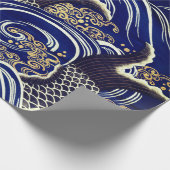 Papier Cadeau POISSON JAPONAIS DANS LES VAGUES À ÉCRAN Wrapper P (Coin)